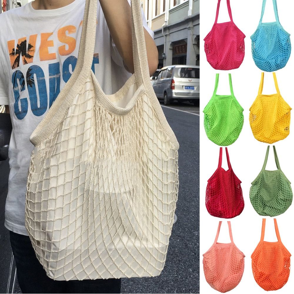 Crochet Market Bag - Sacolas de Compras de Algodão Duráveis,