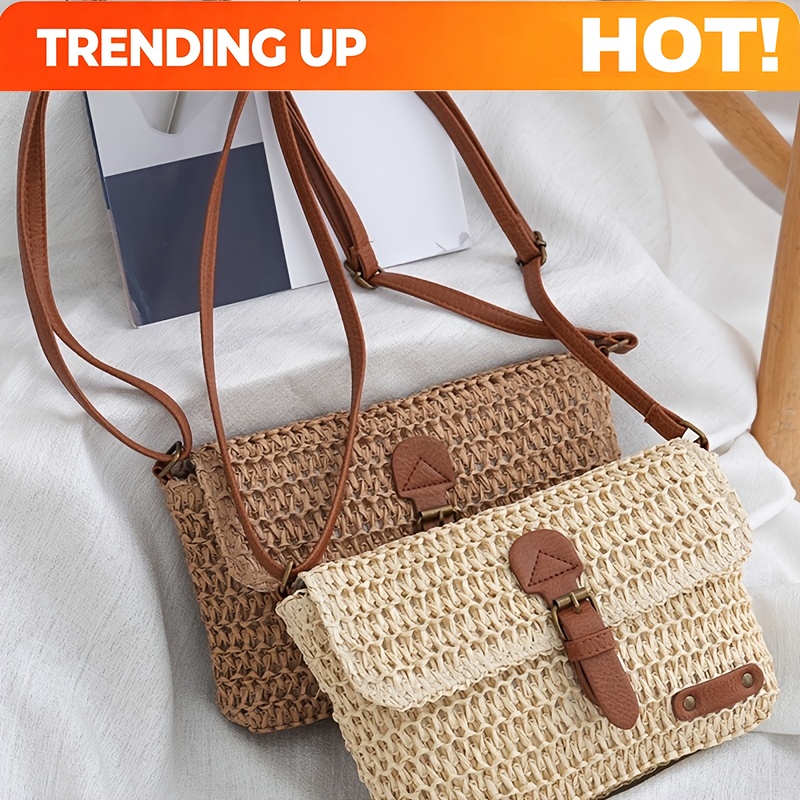 Woven Straw Bag - Bolsa Transversal Feminina de Palha Trançada