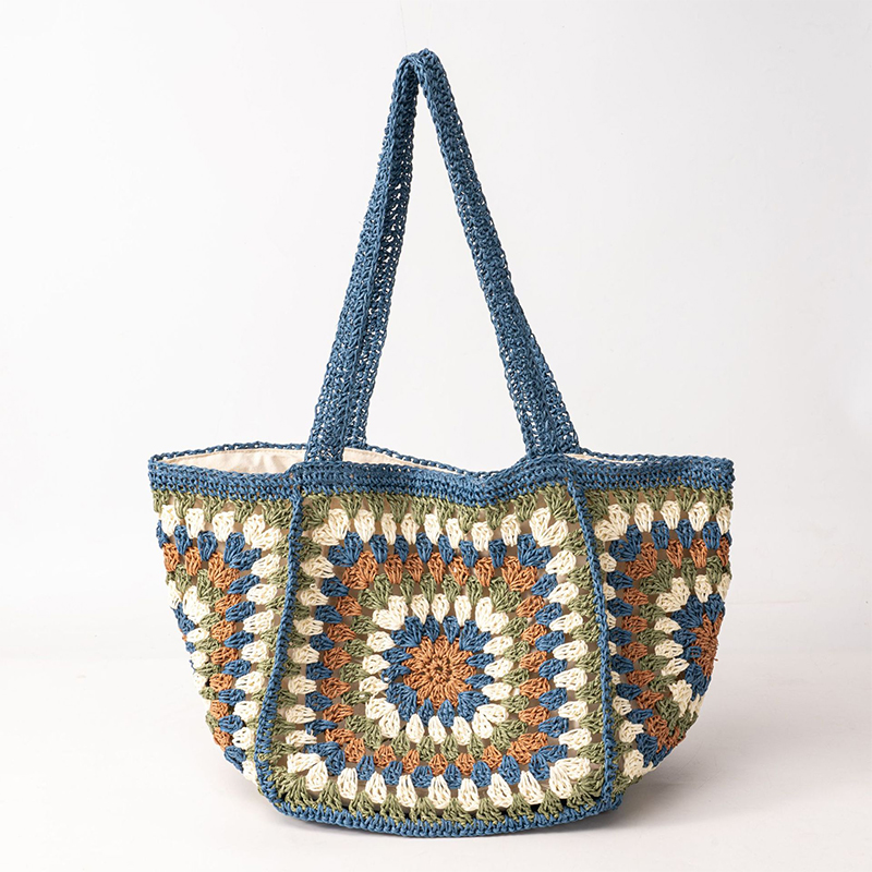 Crochet Market Bag - Verão mão-tecido saco cor combinar padrão