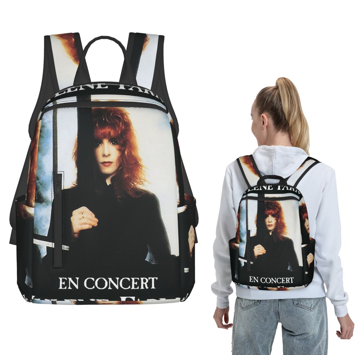 Women Bags Farmers - Mochila Mylene Farmer Jeanne, grande capacidade,