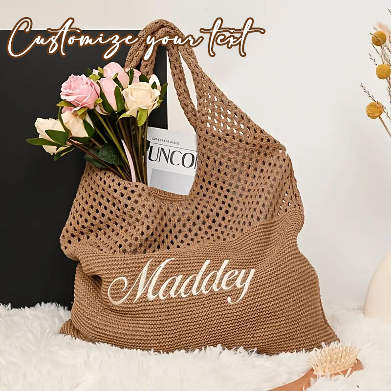 Crochet Market Bag - Bolsa de praia de crochê personalizada,