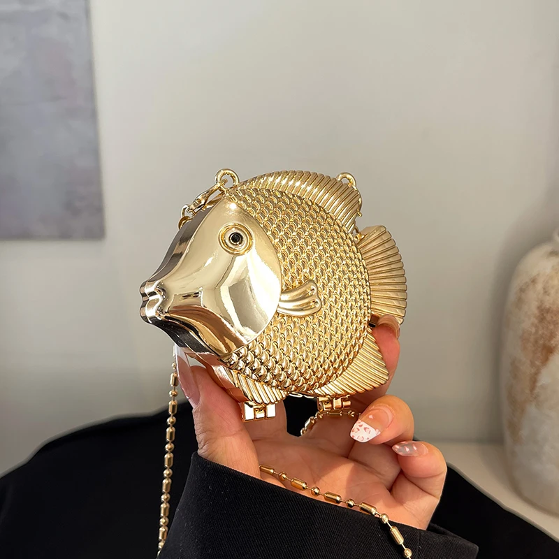 Women Bags Mini - Bonito pequeno peixe forma de metal