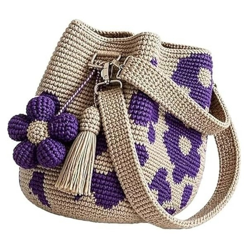 Bolsa de Crochê Artesanal com  - Crochet Market Bag avaliação e preço