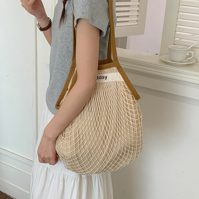 Bolsa de Ombro Leve de Verão p - Crochet Market Bag avaliação e preço