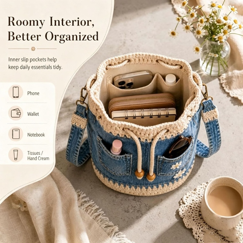 Bolsa Bucket de Crochê em Deni - Crochet Market Bag avaliação e preço