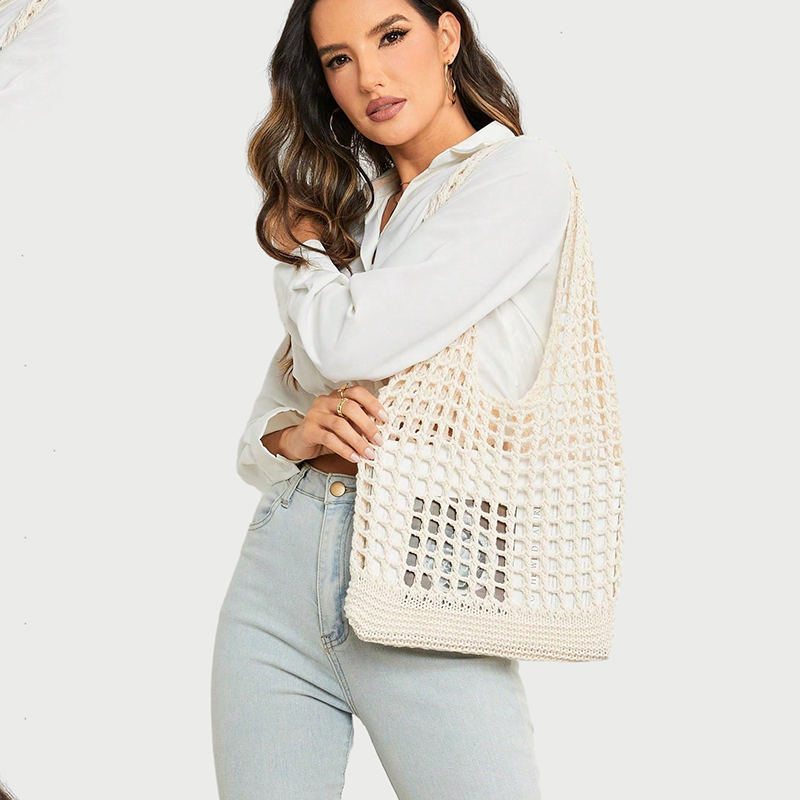 Bolsa de ombro tecida boêmia p - Crochet Market Bag avaliação e preço