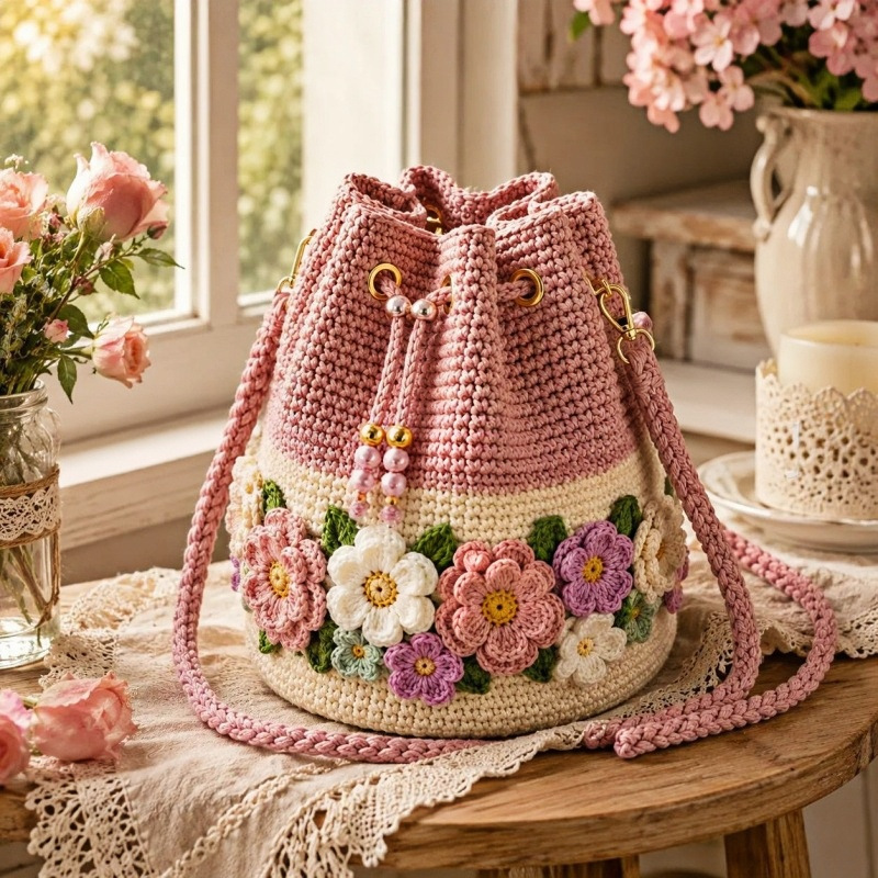 Bolsa de Crochê Artesanal, Bol - Crochet Market Bag avaliação e preço