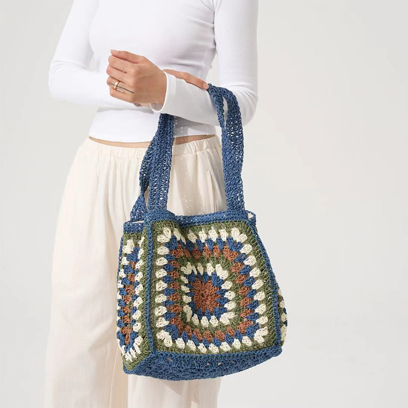 Verão mão-tecido saco cor comb - Crochet Market Bag avaliação e preço
