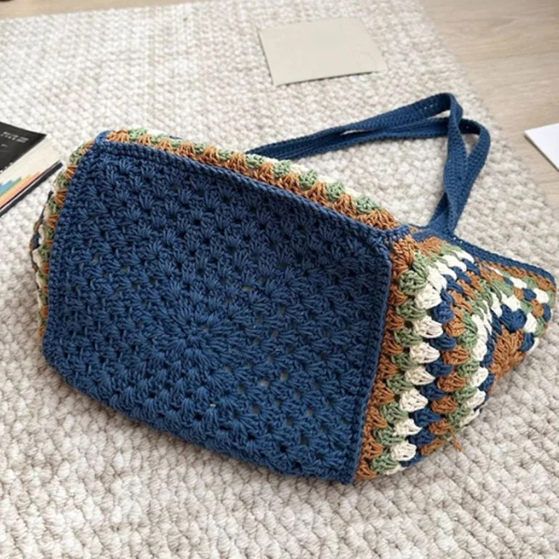 Verão mão-tecido saco cor comb - Crochet Market Bag avaliação e preço
